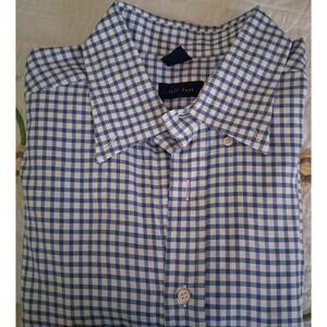 Jeff Rose Made In Italy Men's Blue & White Gingham Button Down Dress Shirt XL